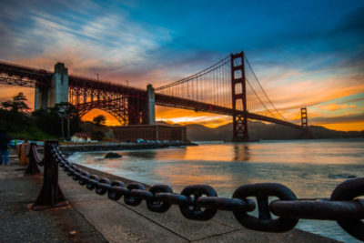 Golden Gate Bridge at Sunset, California