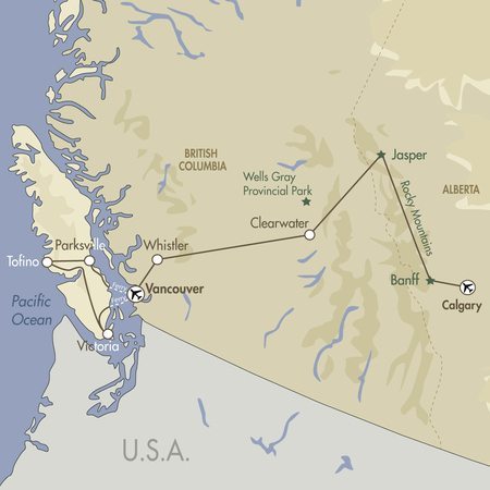 Coastal Canada and the Rockies map