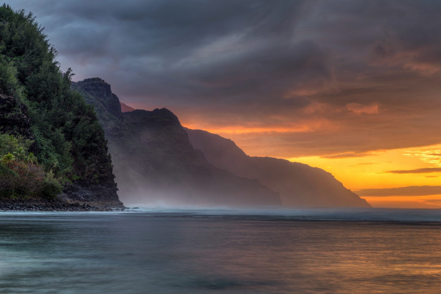 Hawaii Coastline and Sunset