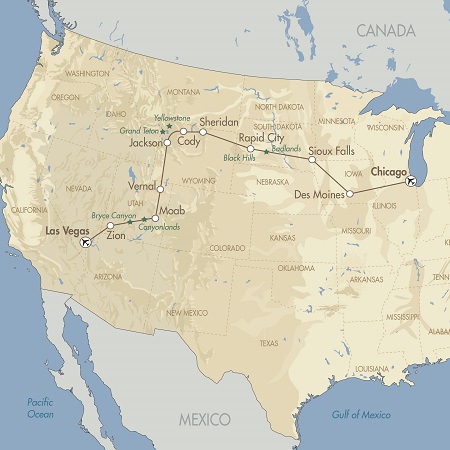 Chicago to Las Vegas map