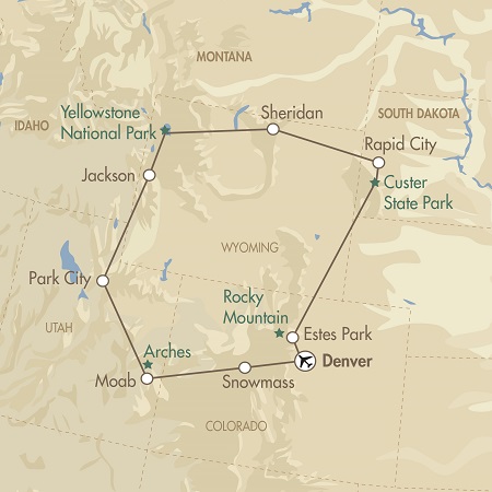 Rockies, Canyonlands and New Mexico map