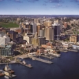 Aerial view of harbour and city, Halifax
