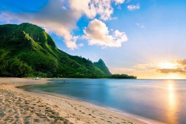 Kauai beach at sunset