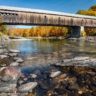 New England covered bridge in the fall
