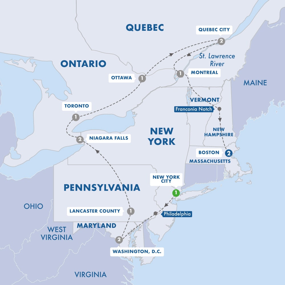 East Coast USA & Canada Escorted Tour - Complete North America